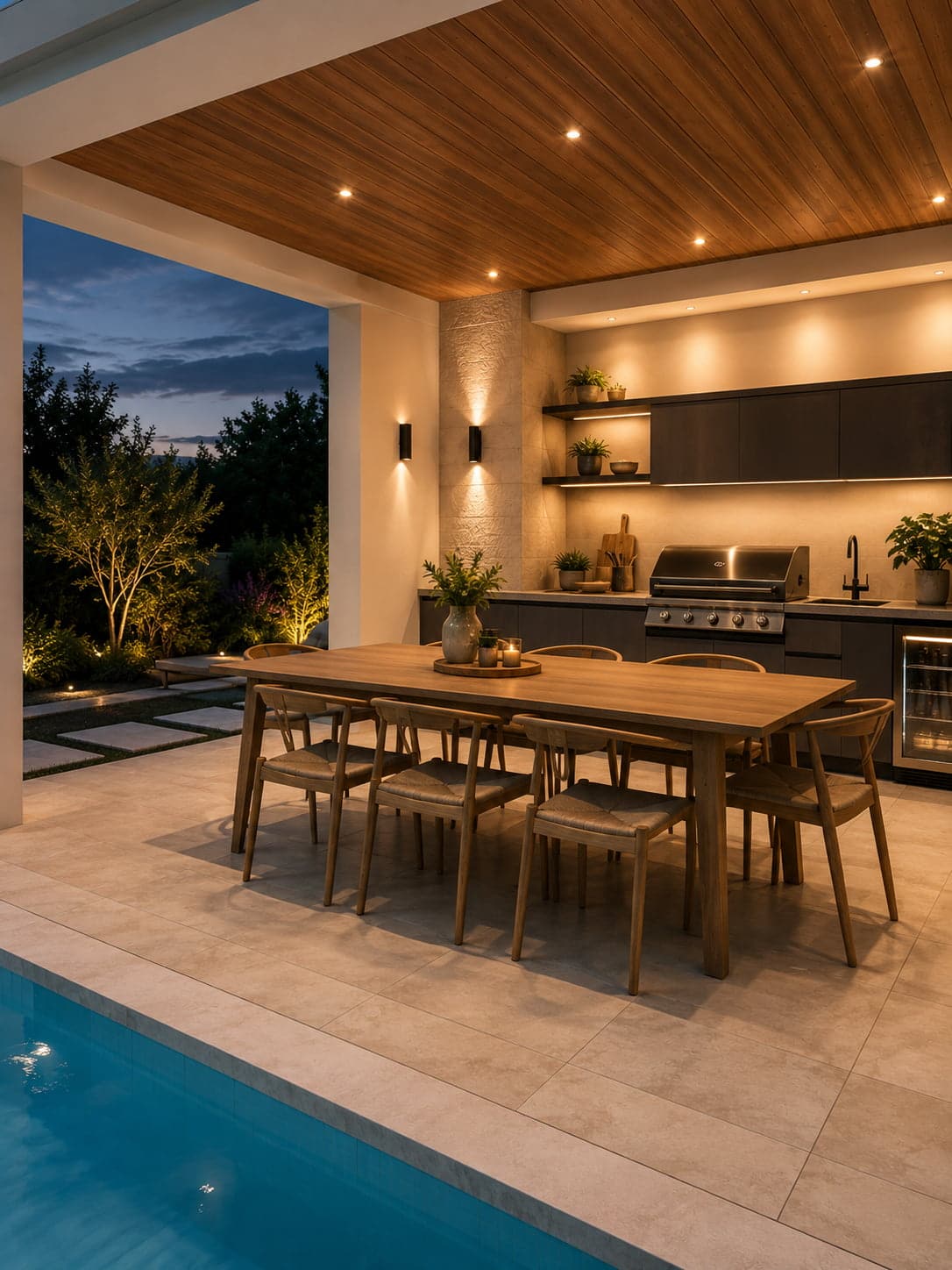 Pool house avec cuisine d'été