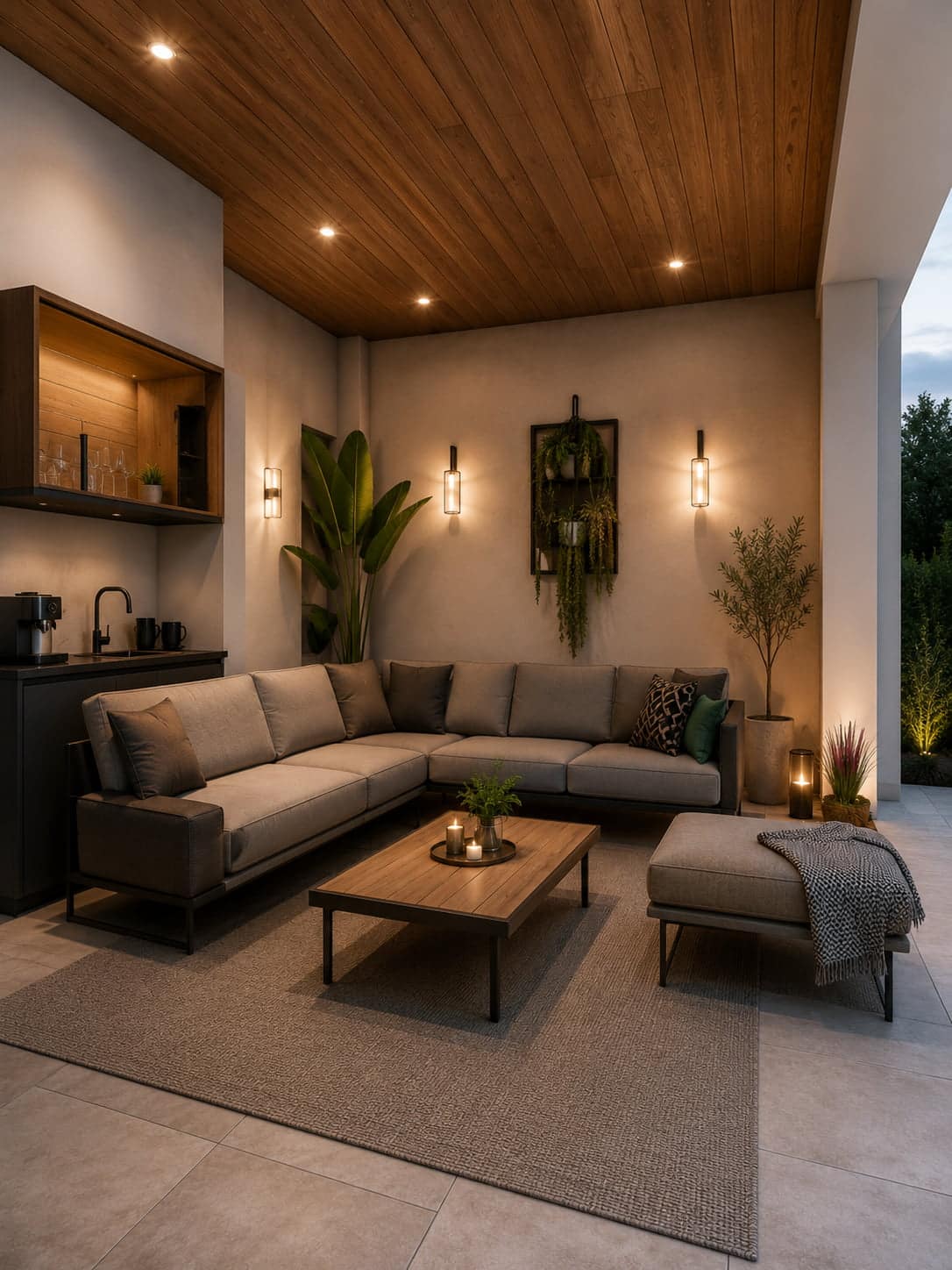 Pool house sans local, façon salon extérieur